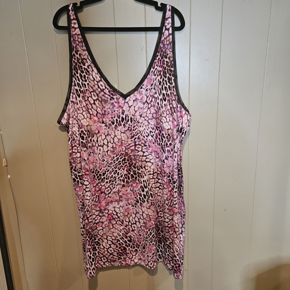 Joyspun Other - Joyspun Leopard Print Sleep Dress, Size 3X, Pink Purple Stretch Nightgown